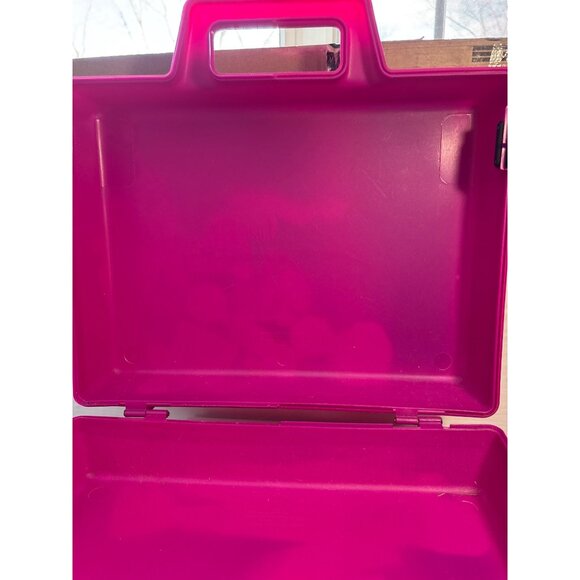 Vintage Barbie Pink Plastic Storage Carrying Case With Handle & Hinges 13 x 9.5" - Picture 8 of 13